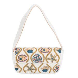 AMERICA & BEYOND Ivory Multi Seashell Beaded Clutch